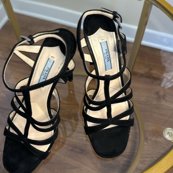 Prada sling back black suede heels - Picture 6 of 8